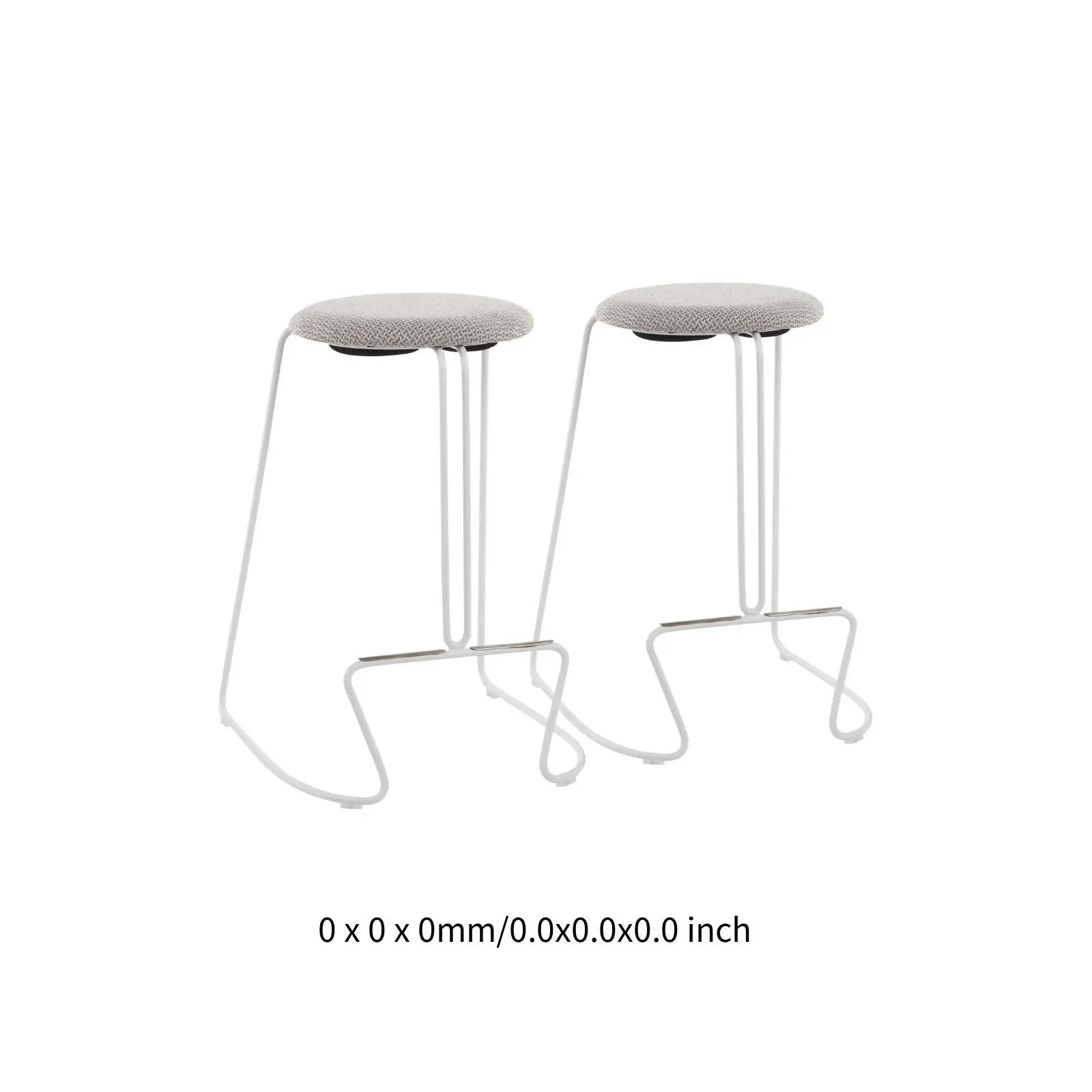 Nowoczesny stołek barowy z białej stali i jasnoszarej tkaniny firmy