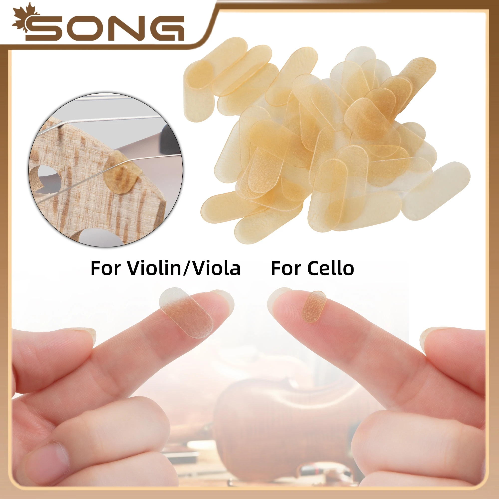20 piezas/100 Uds puente de violonchelo E cuerda pergamino proteger violín Natural almohadilla de protección de piel de oveja Viola accesorios para violín piezas