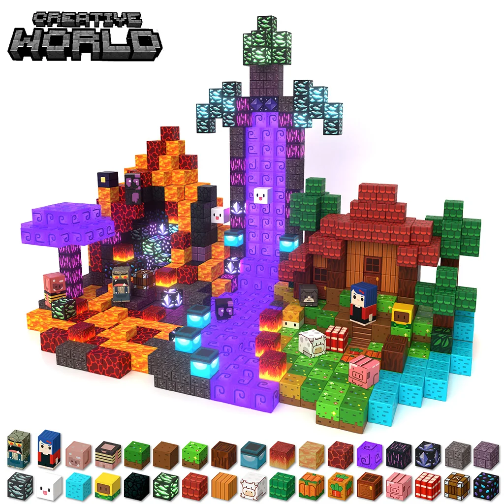 

Magnetic Building Blocks Magnetic World Magnetic Ender Sword Portal Construction Brick Cube STEM Education Toy Gift for Children