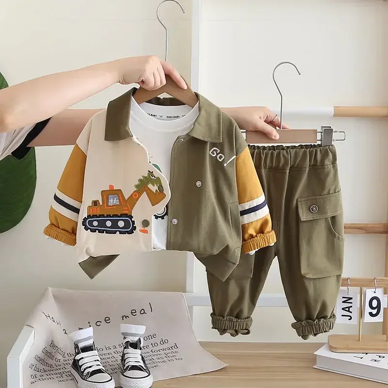 

Kids Sweater Jacket Strips T-shirt Pants 3Pcs/Sets Clothing Tracksuit 0-5 Ages New Fashion Autumn Children Boys Girls Gentleman