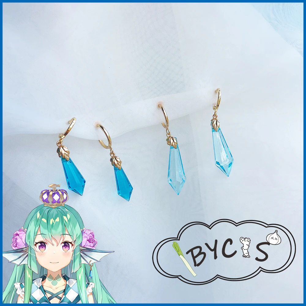 NIJISANJI Vtuber Finana Ryugu Cos Ear Pins Cosplay Headdress Clip Crown Hair Ornament Anime Prop Jewelry