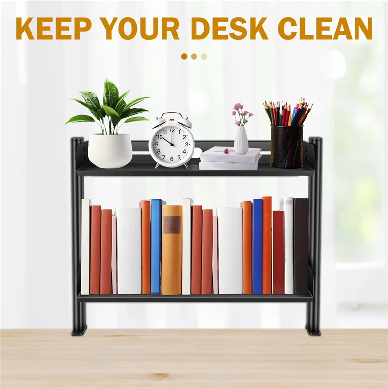 Computer Desktop Clamp No Drill Desk Organizer Rack Space Saving Adjustable Metal