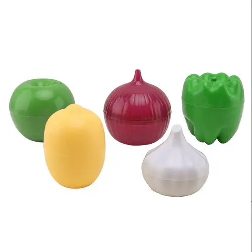 창의적인 플라스틱 마늘 보관 용기, 신선도 유지, 재사용 가능, 흰색 밀봉 야채 과일 용기, 레몬 
