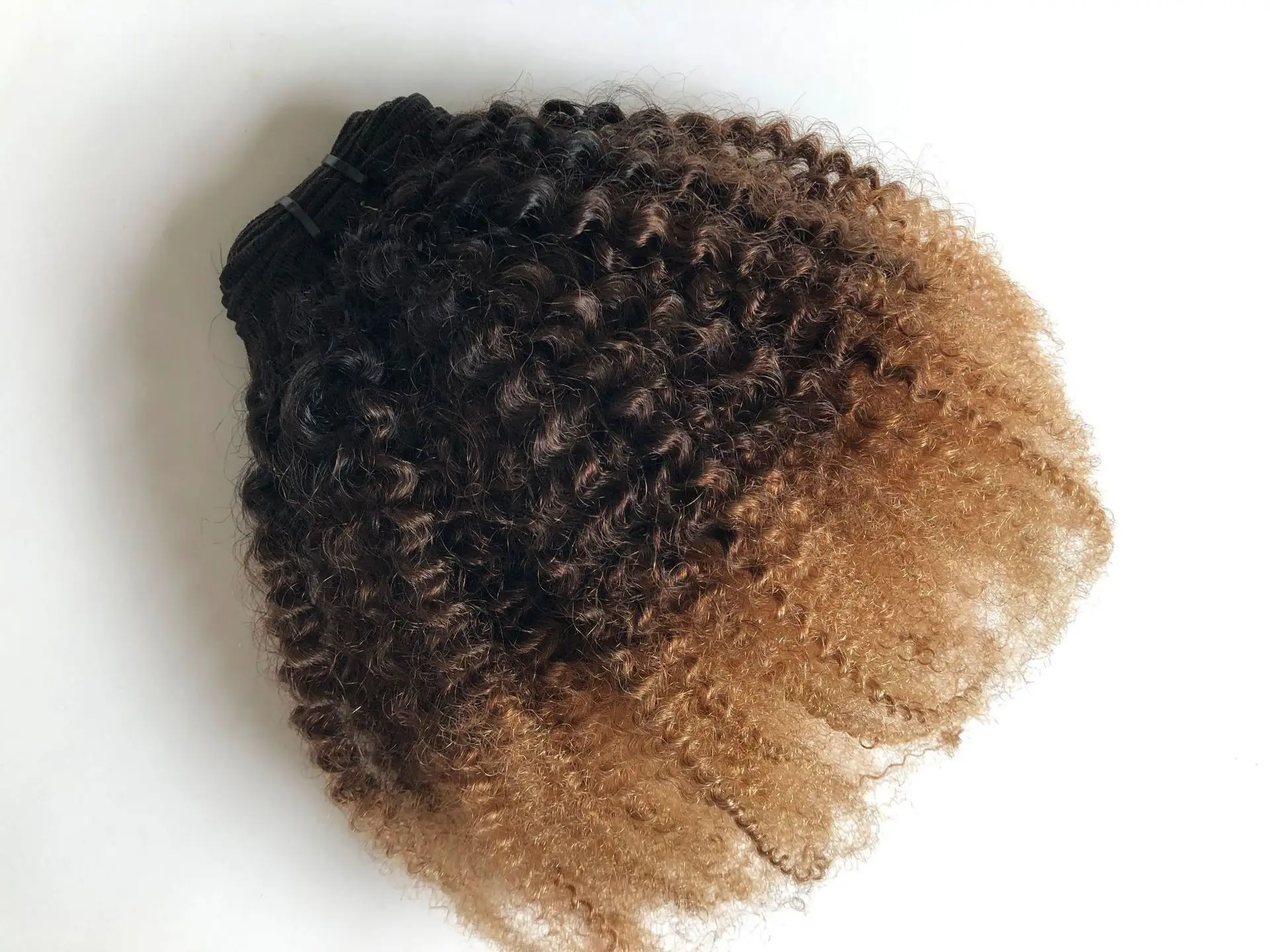 10-20 inci Ombre Afro keriting keriting bundel rambut hitam coklat warna emas ekstensi rambut manusia untuk WANITA HITAM