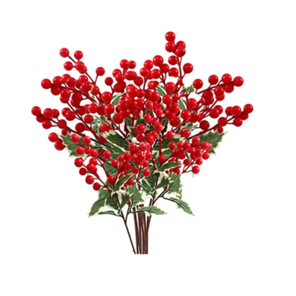 

Set Of 8 Realistic Artificial Holly Berry Branches Red Pink For Holiday Decor Table Centerpieces And Floral Arrangements