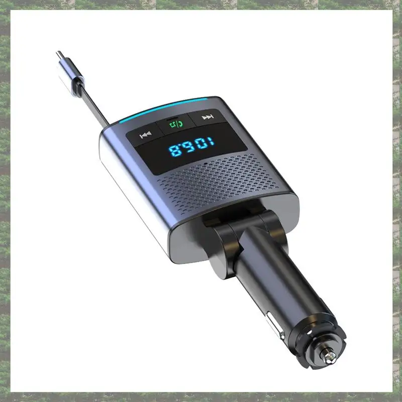 

BC99 Car Bluetooth Fm Transmitter Mobile Phone Notebook Car Charger With Retractable Cable Super Fast Charging
