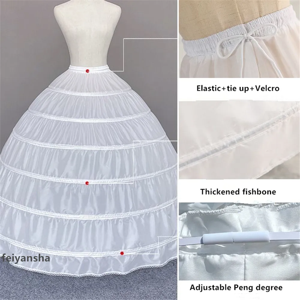 Black White Petticoat 6 Steel Rings And 110cm Long Oversized Wedding Dress, Bride\'s Floor Length Dress Support, Adjustable Fishb