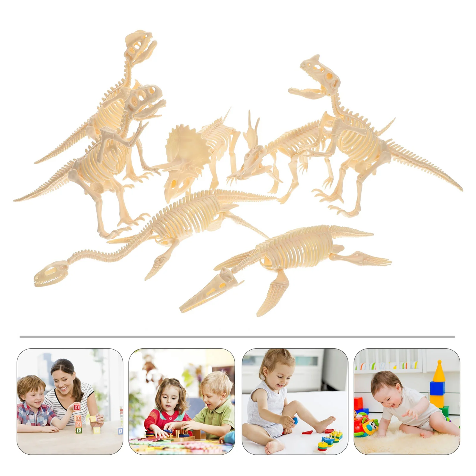 7 Pcs Dinosaur Toy Children’s Toys Animal Bones Real Assembly Figurine Manual Gift Skeletons Figure Plastic Model