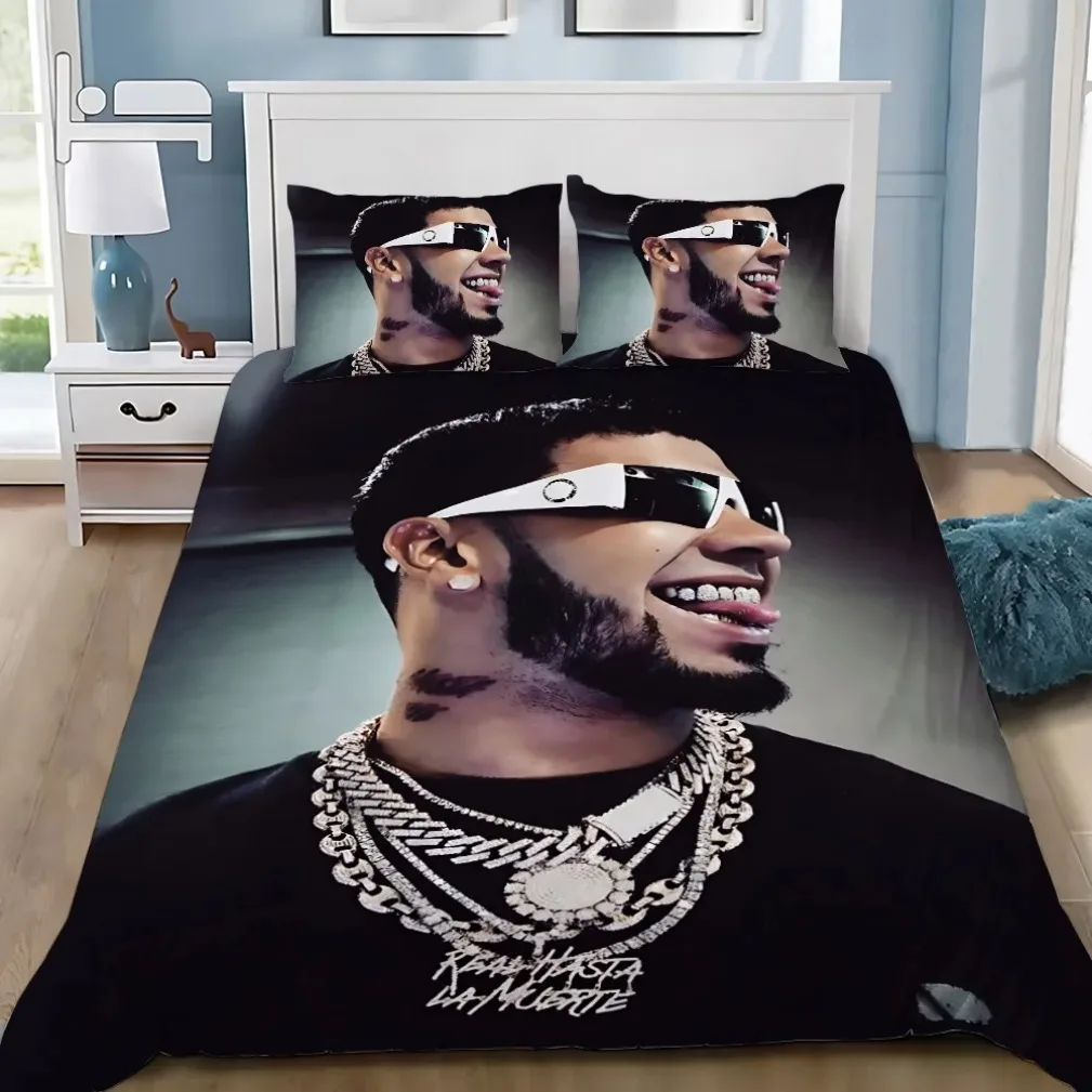 Anuel AA Real Hasta La Muerte Bedding Set,Anuel AA Muerte Duvet Cover Pillowcase Bedroom Decoration Children Single Double Large