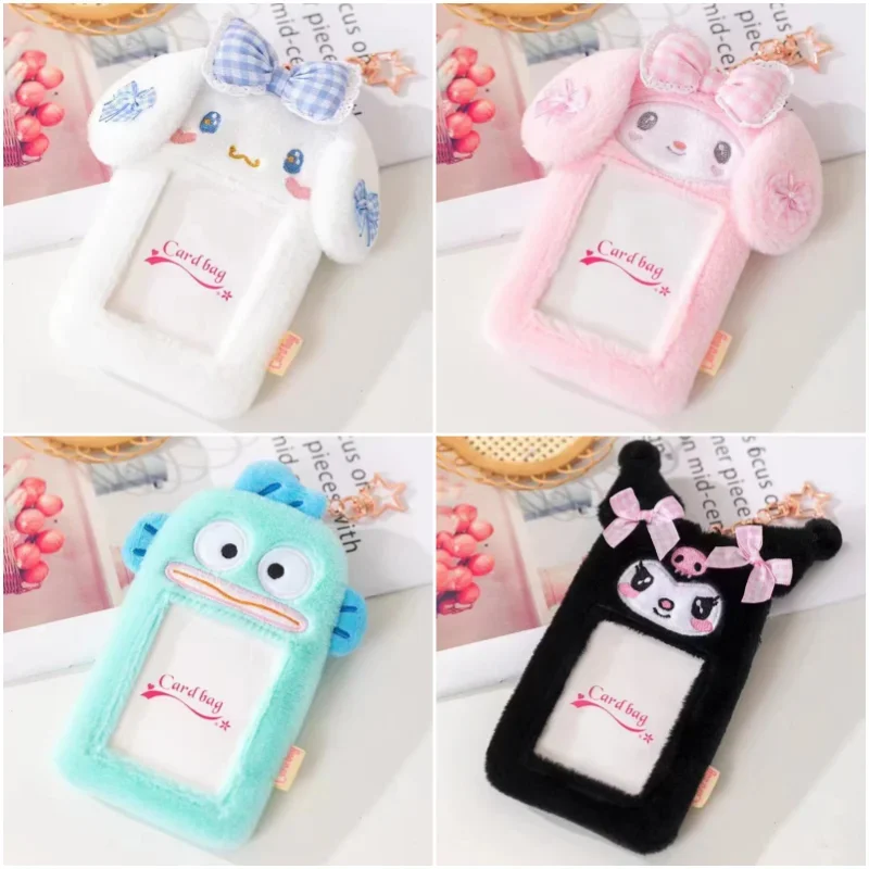 

Sanrios My Melody Cinnamoroll Kuromi Hangyodon Pochacco Anime Cartoon Plush Card Holder Subway Bus ID Card Protective Sleeve