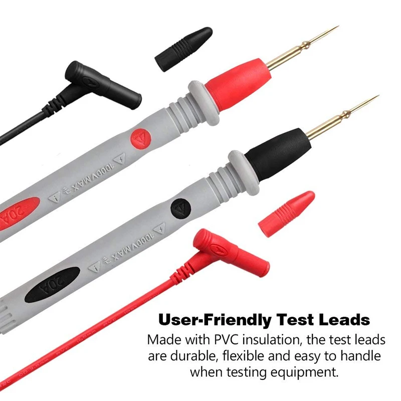 1 Pair Universal Probe Test Leads for Digital Multimeter Needle Tip Multi Meter Tester Lead Probe Wire Pen Cable 10A 20A 1000V