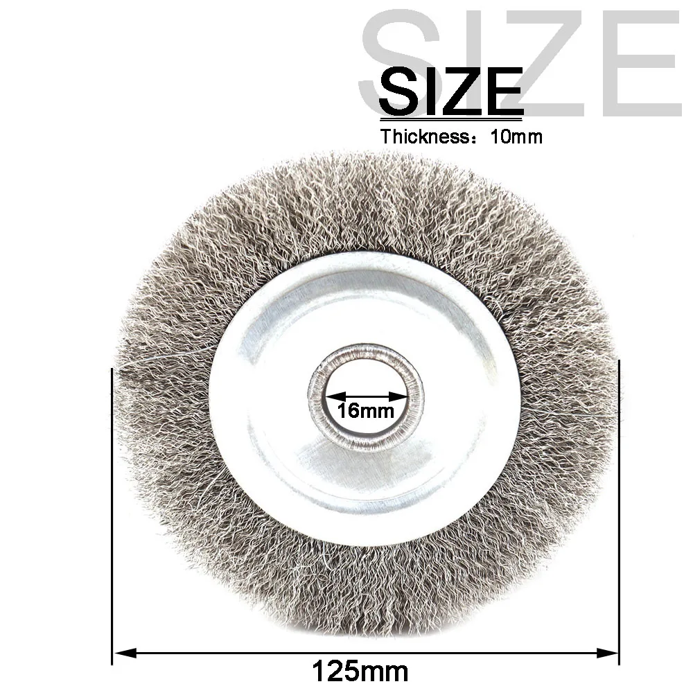 1pc 125mm Steel Wire Wheel Brushes Round Bench Grinder Abrasive Tools for Metal Rust Removal Polishing Brush Crimped Wire Wheels