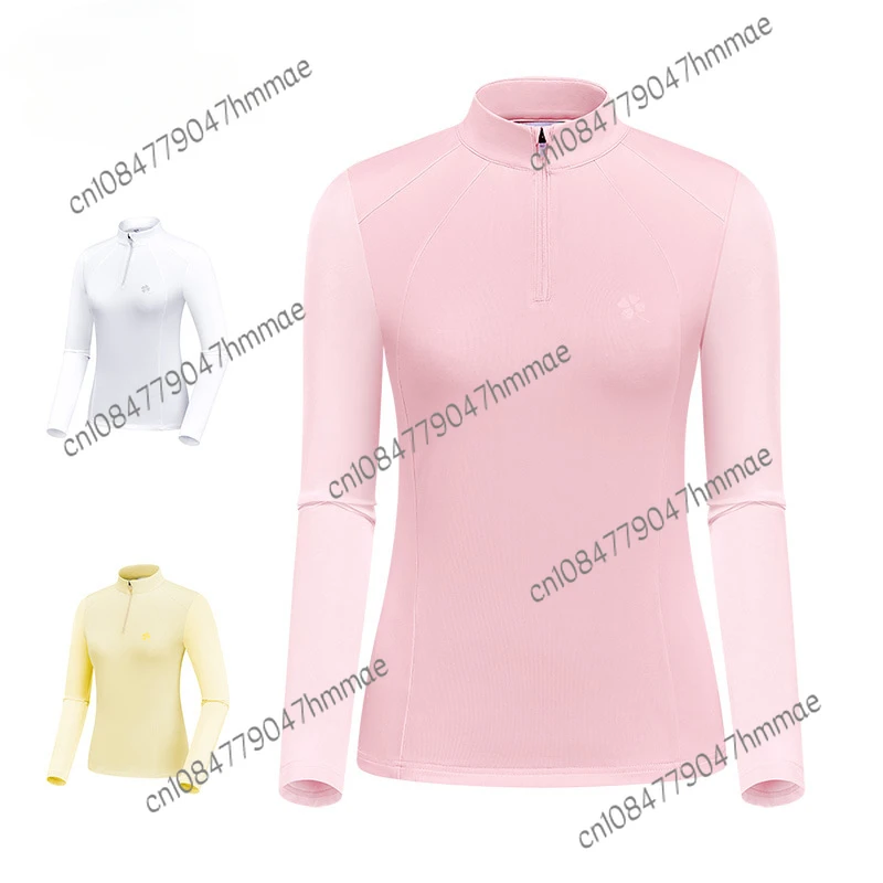 Women's Clothing Sports Quick-Drying T-shirt 2024 Summer Sun Protection Golf Clothing Stand-up Collar Long Sleeve Shirt