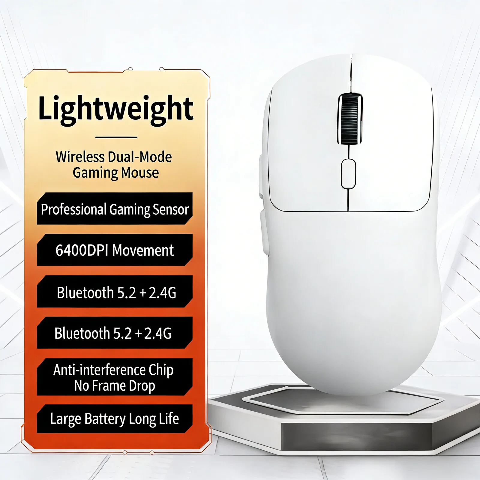 

Bluetooth Dual Mode 65g Light Gaming Mouse 2.4G Wireless Computer USB Chariging 500mah Long Battery Life Ergonomic Office Mice