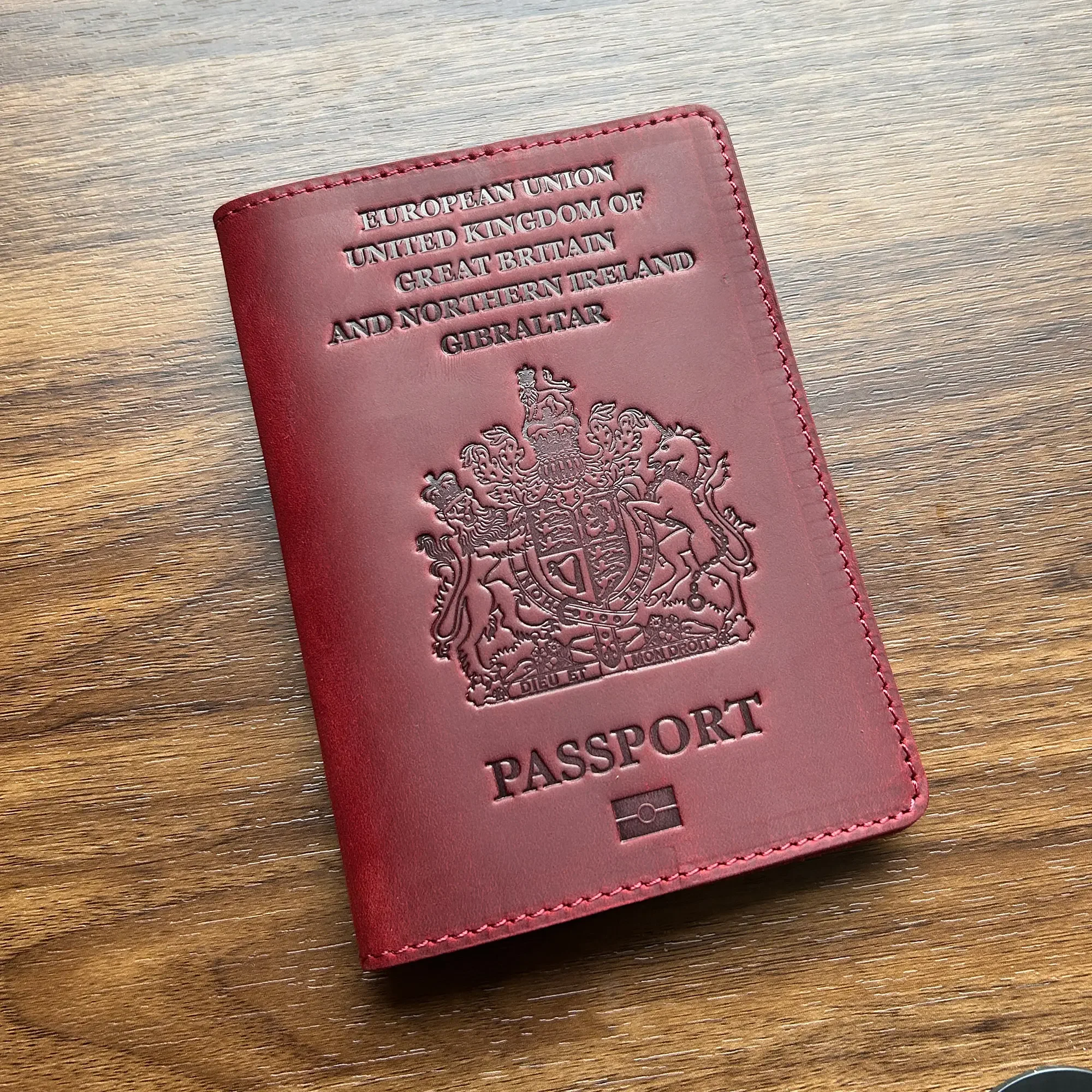 Funda de pasaporte británico de cuero genuino para hombres, funda Retro de viaje, estilo antiguo