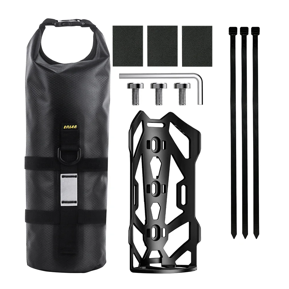 

Black Multi-Functional Bag Front Fork Bag Weather Resistant Full Waterproof Highlight Strip Non-Slip Mat Spacious Design