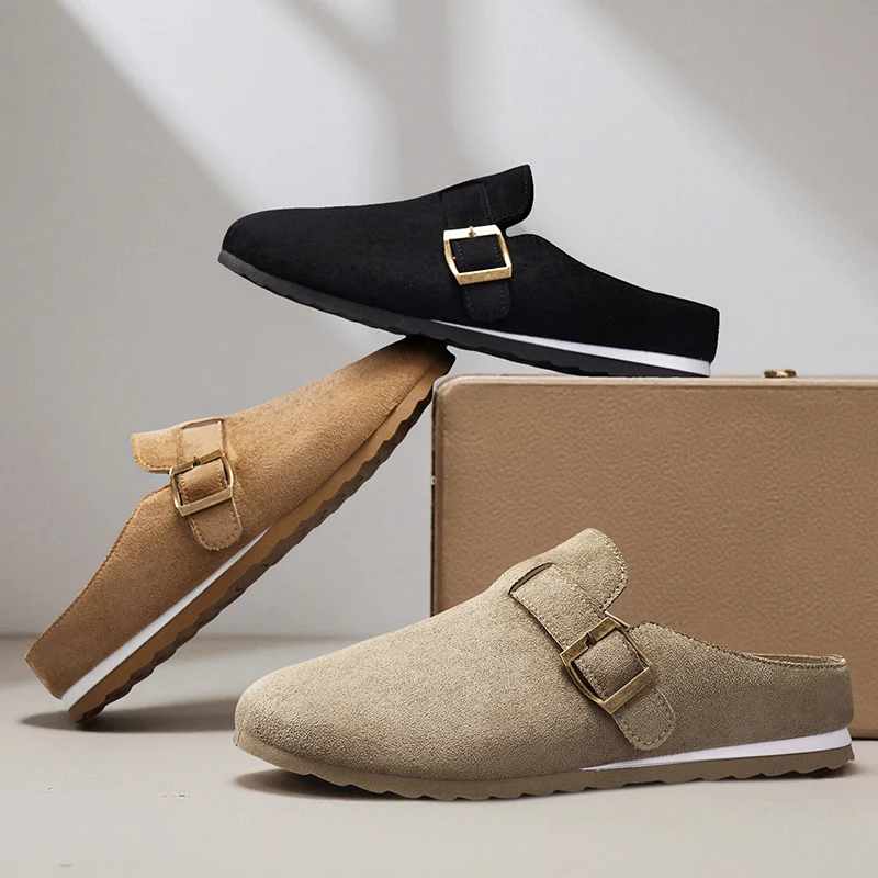 Zapatos de hombre para primavera y verano con puntera media, estilo retro, versátiles para el día a día, zapatos sin cordones, pantuflas modernas y a la moda.
