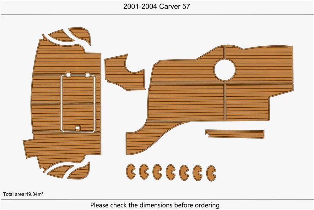 Eva foam Fuax teak seadek marine floor For 2001-2004 Carver 57 Cockpit Swim Platform 1/4