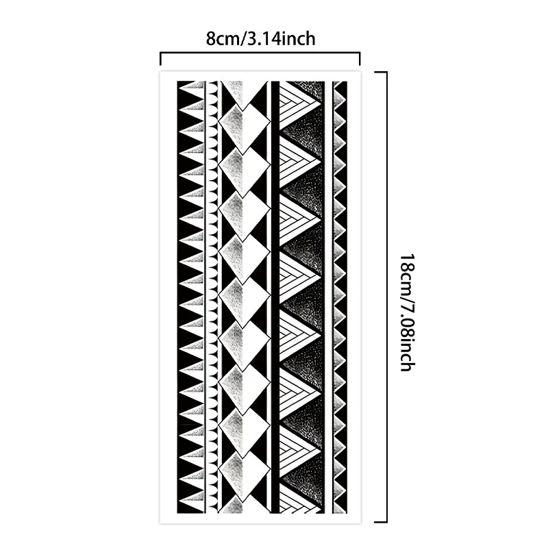 1Pc Geometric Armband Temporary Tattoo Sticker, Long-lasting and Waterproof, Realistic Fake Tattoos for Man and Women, Arm, Leg.