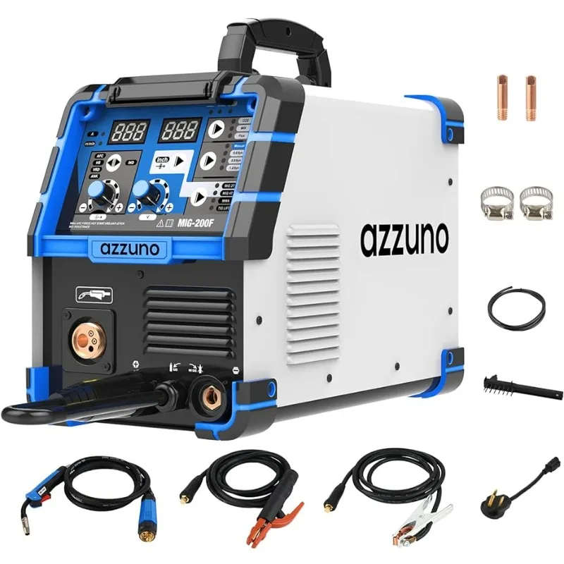 AZZUNO 200A MIG Welder,110V/220V Dual Voltage multiprocess welder,Gas Gasless MIG Welding Machine,4 in 1 Flux MIG