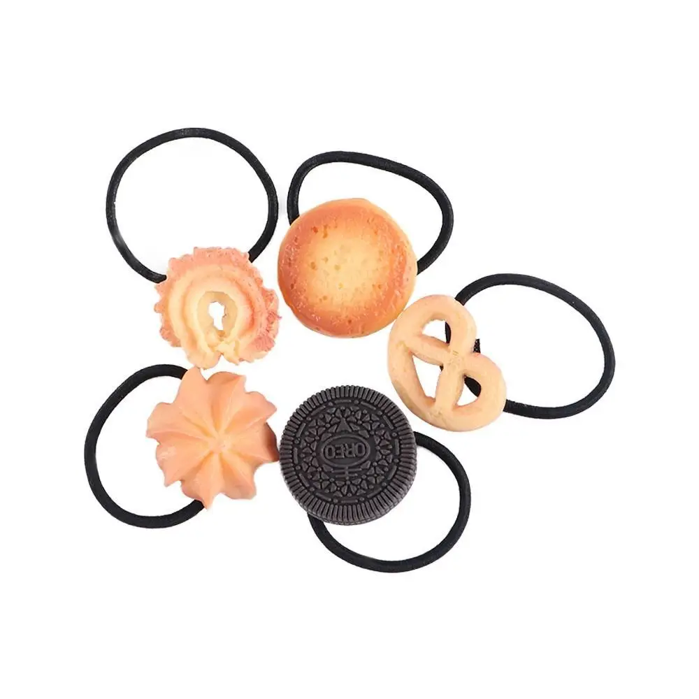 Girls Sweet Simple Headwear Barrette Butter Cookies Hair Ropes Korean Style Hair Ties Cookie Hair Rings