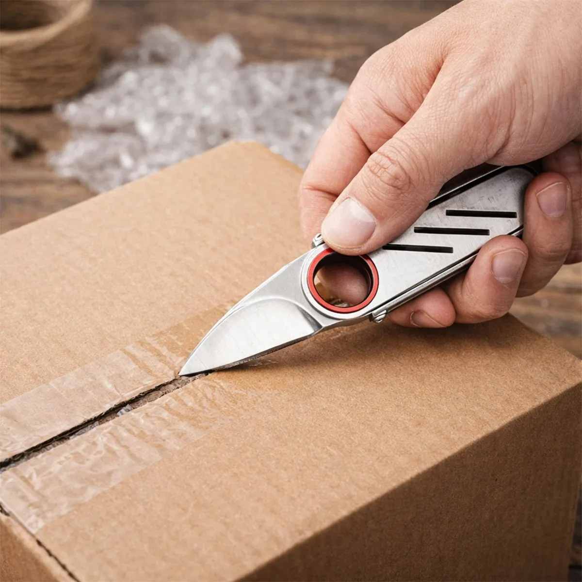 Mini Edelstahl EDC Schlüsselanhänger-Werkzeug, Tragbarer Multifunktions-Kartonöffner für Paketöffnung, Tägliche Nutzung & Haushalt – Detail 8
