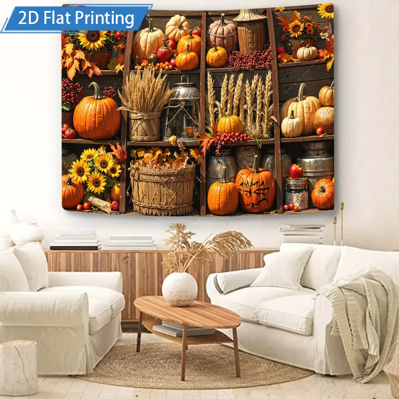 [2D شقة] 1 قطعة 4x16 بوصة علامة معدنية الخريف الحصاد جدار الفن اليقطين القمح عباد الشمس ريفي مزرعة ديكور الحديد تسجيل 2D طباعة مسطحة