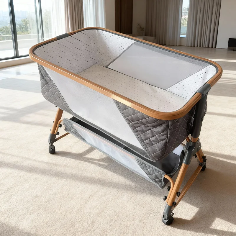 Metal Multifunctional Adjustable Height Newborn Sleeping Swing Mobile Bed Baby Cradle with Mosquito Net