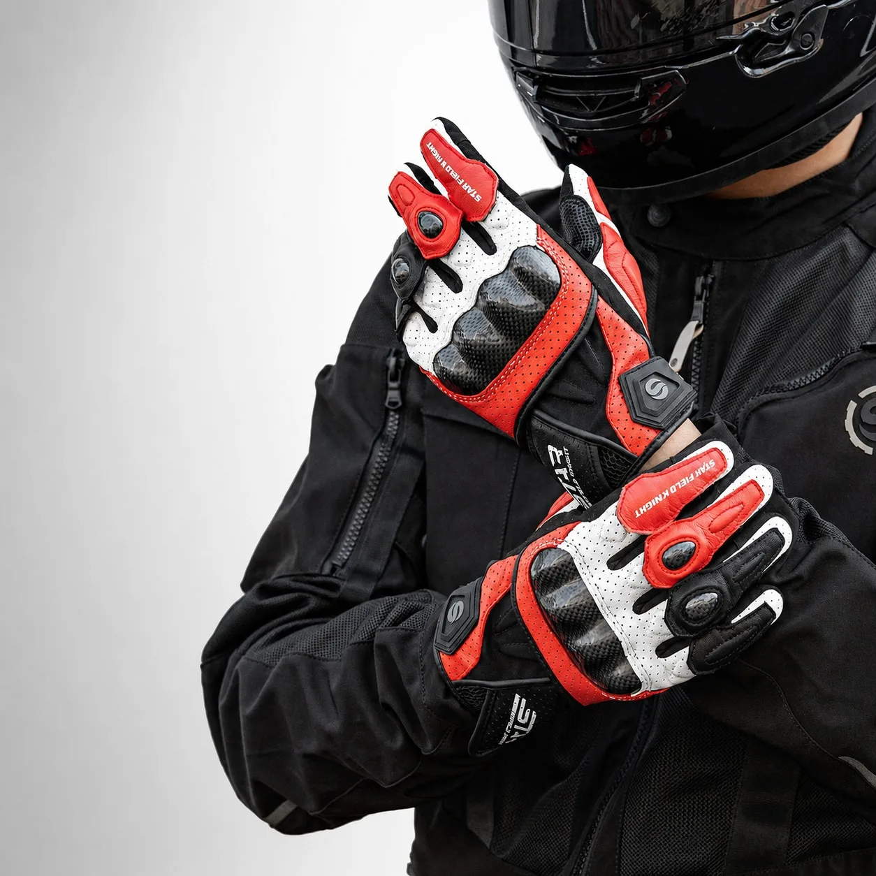 STAR FIELD KNIGHT SKG-580 Summer Motorcycle Gloves Men Breathable Carbon Fiber Knuckle Touchscreen Full Finger Moto Riding Gear
