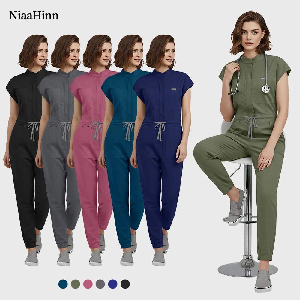 

Niaahinn комбинезон для медицинского скраба с короткими рукавами, аптека, салон красоты, спецодежда, униформа медсестры, больничный доктор, униформа для стоматологической хирургии