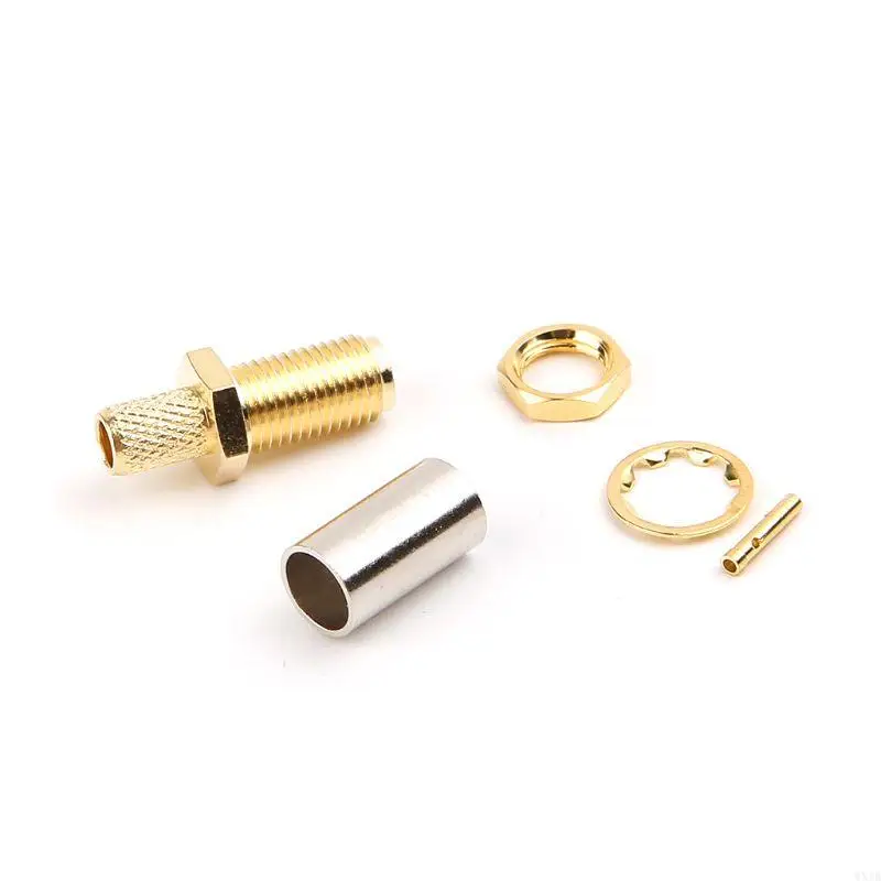 10PCS SMAメスナットバルクヘッドクリンプRG RG142 LMR195 RG400用のRFコネクタ