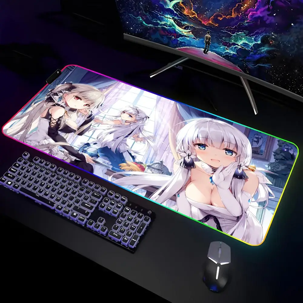 

Azur Lane Mouse Pad Gamer RGB Deskmat Keyboard Mat Gaming Laptops LED Mousepad Desk Protector Anime Mause Mats