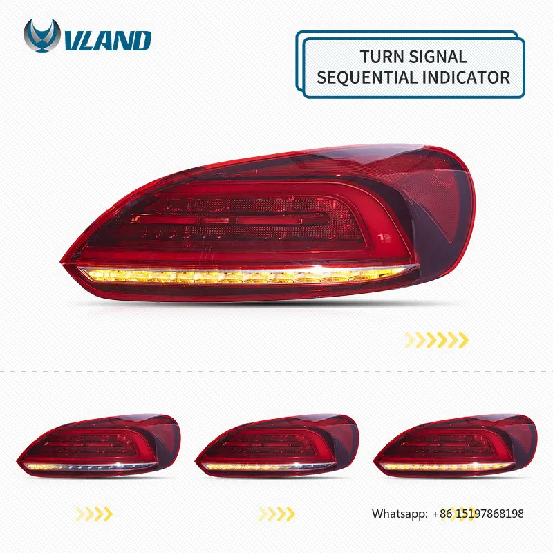VLAND Luces traseras LED completas Luz trasera 2009-2014 3.a generación (de tercera generación) para VW Scirocco