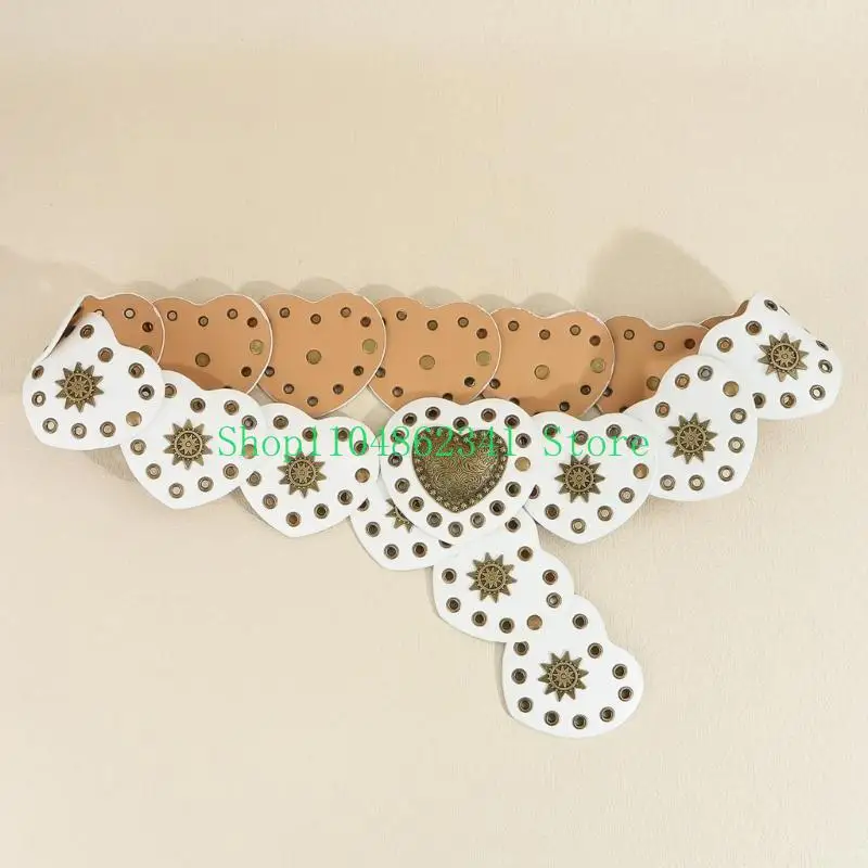 5ASD إبداع القلب الإبزيم حزام حزام قابل للتعديل بو الفتاة جينز تنورة معطف