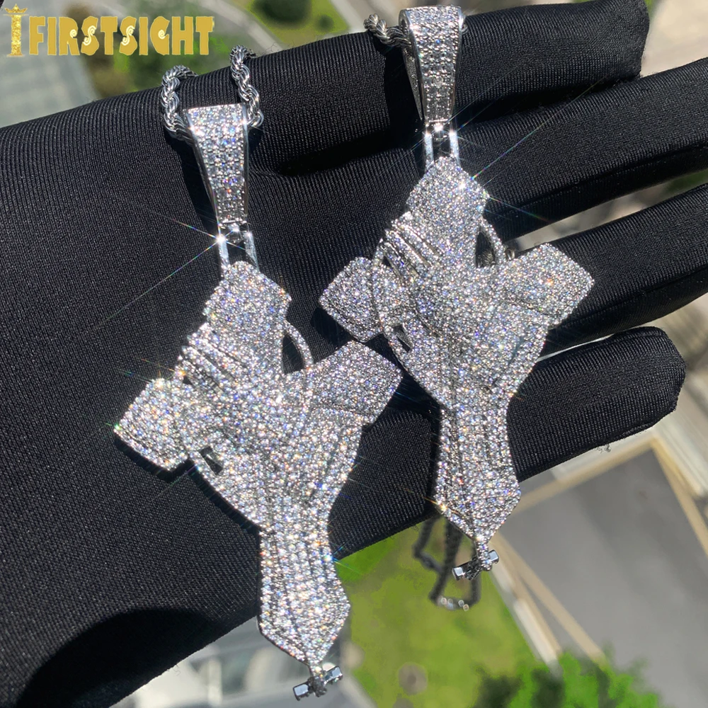 

Iced Out Cross Necklace For Women Men Silver Color Bling Cubic Zirconia Hand Of Prayer Pendant Luxury Hip Hop Jewelry