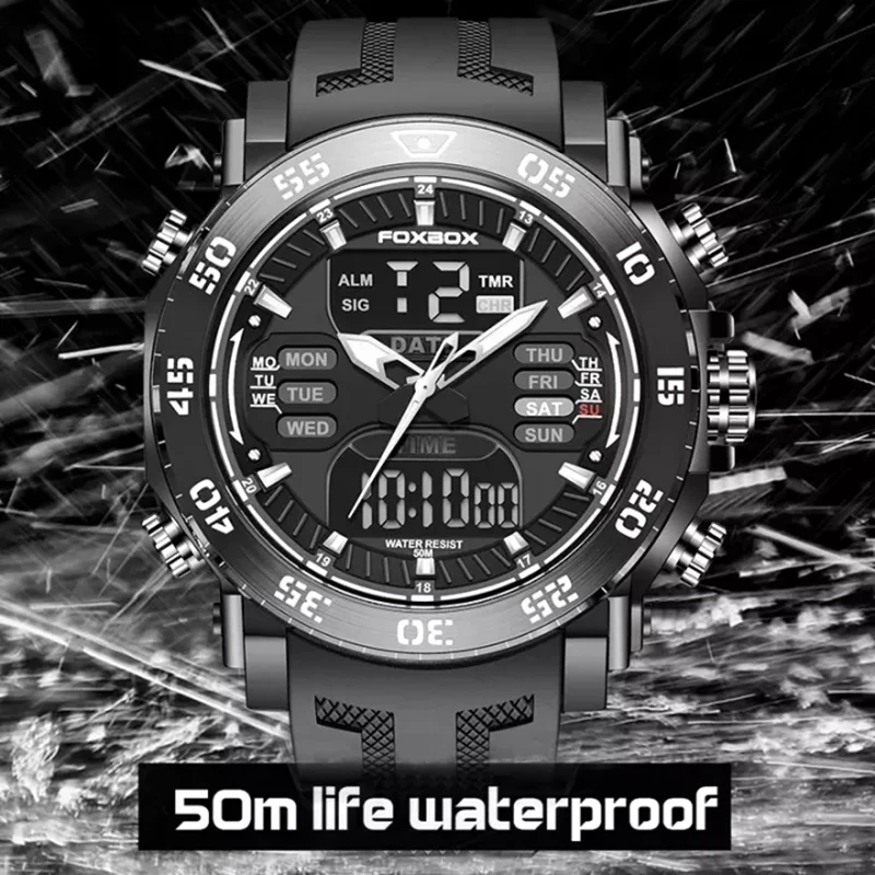 LIGE 2022 Top Luxury Watch Men Military Army Mens Watches Waterproof Sport Wristwatch Dual Display Watch Male Relogio Masculino