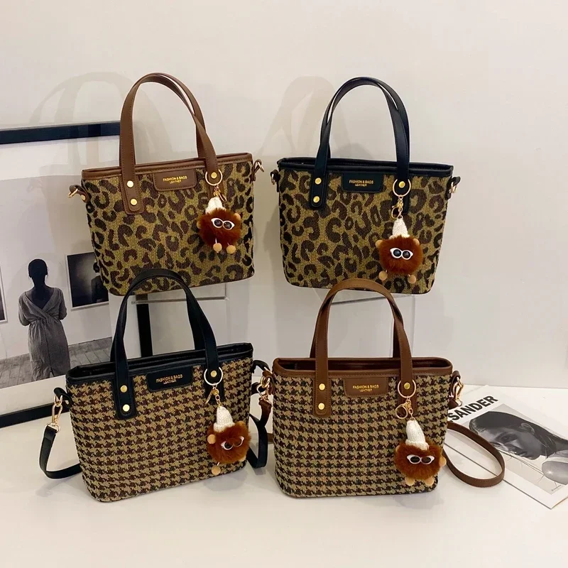 High End Versatile Women's Bag,2024 Autumn New Leopard Print Shoulder Crossbody Bag,Handbag,Bolsa De Cubo De Gran Capacidad