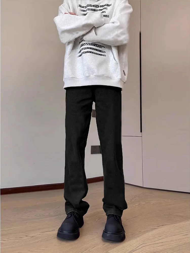 

Bla Slim Fit Fce Lined Stretchy Jeans Men's Winter High Street Sle Cleanfit Straight Leg Trousers Youth Wear Long Pants