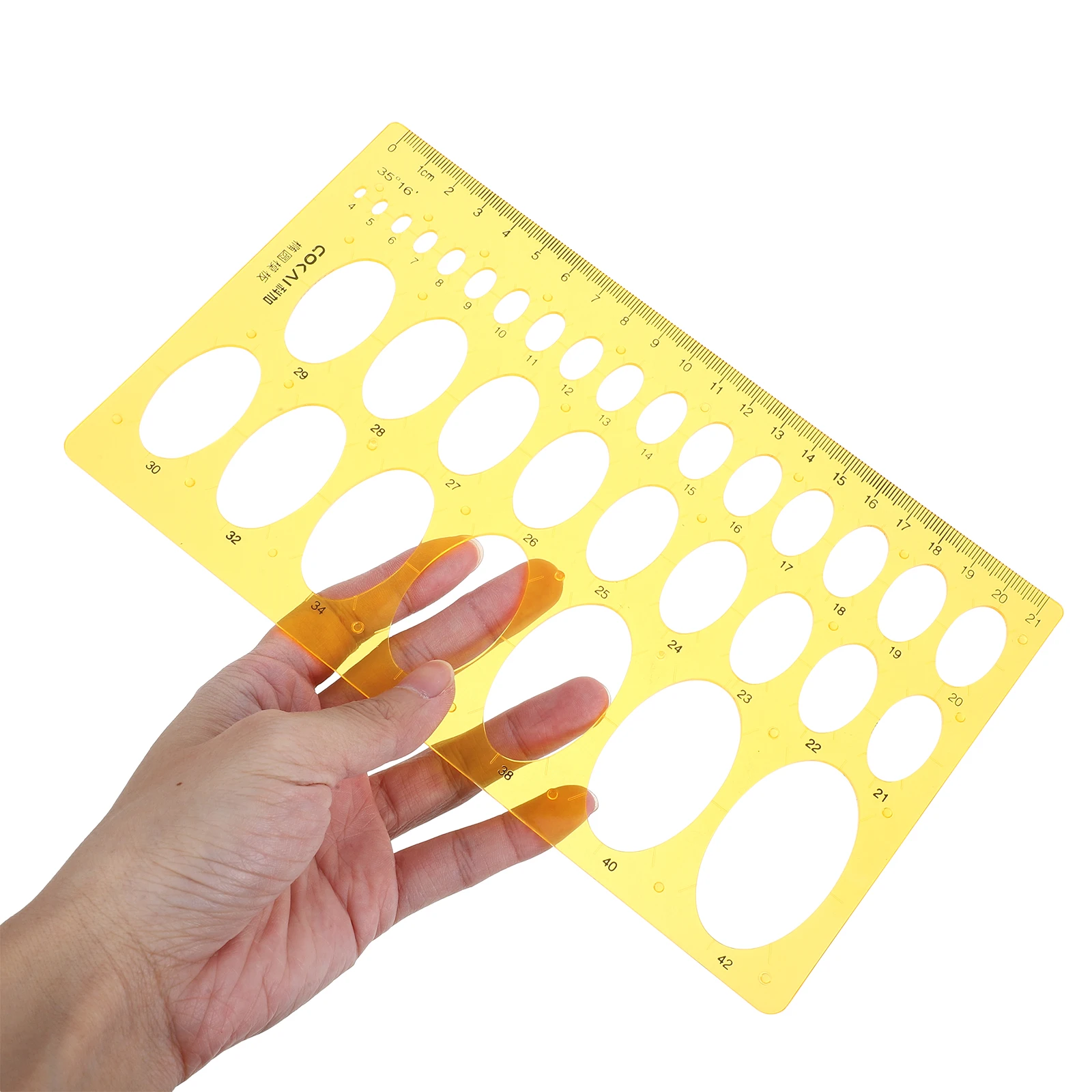 Ellipse Measuring Rulers Plastic Drawing Templates Transparent Geometric Scales Centimeter Stencils Architecture Design(Orange)