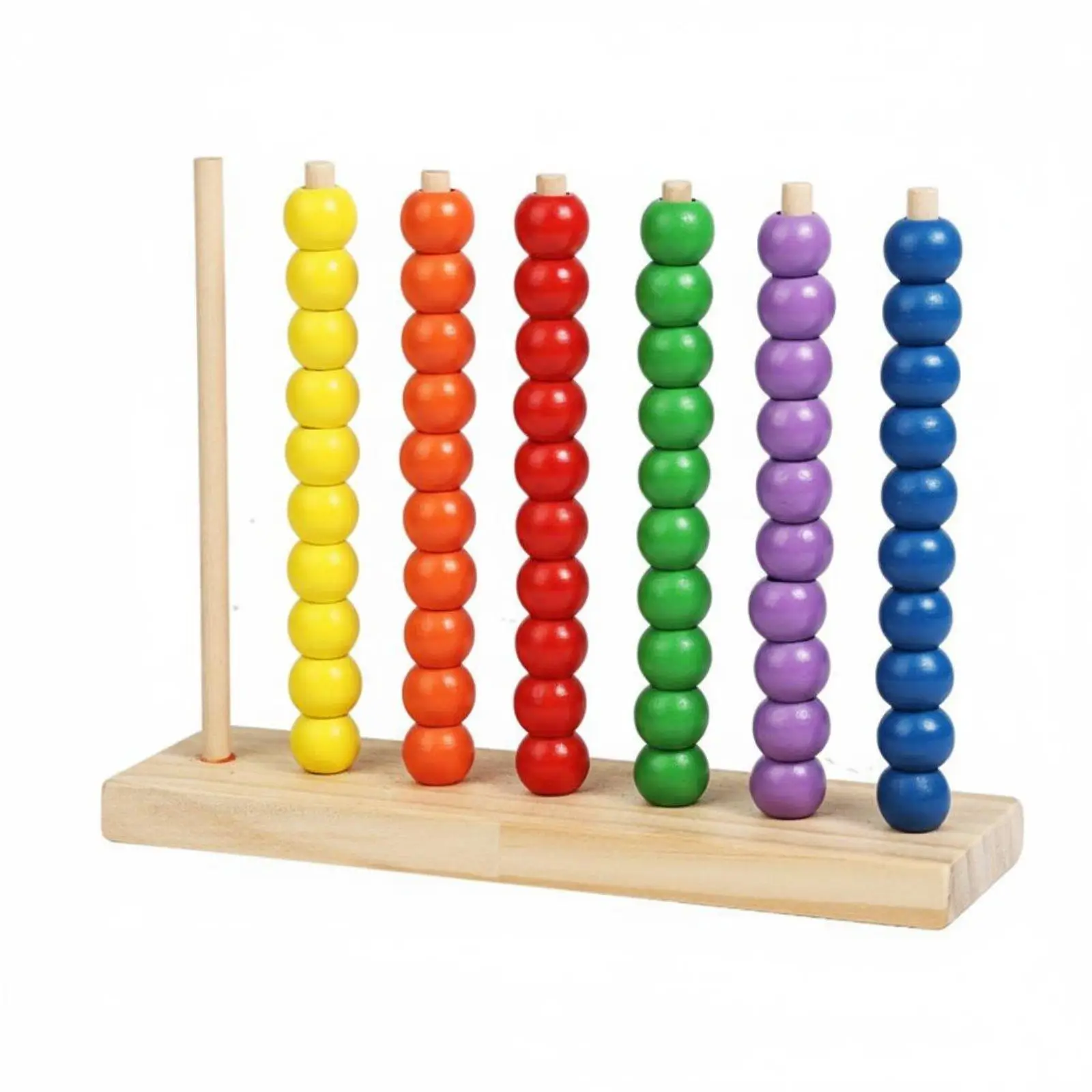 Wooden Bead Stacking Toy Develops Hand-Eye Coordination Wooden Bead Board Game Fine Motor Skills Development Color Sorting Toy