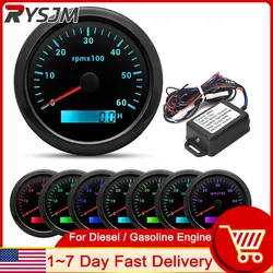 85MM Tachometer 6000 RPM Meter Diesel Engine Tach RPM Signal Adapter For Marine Boat Car Truck 12V/24V Meter Sensor