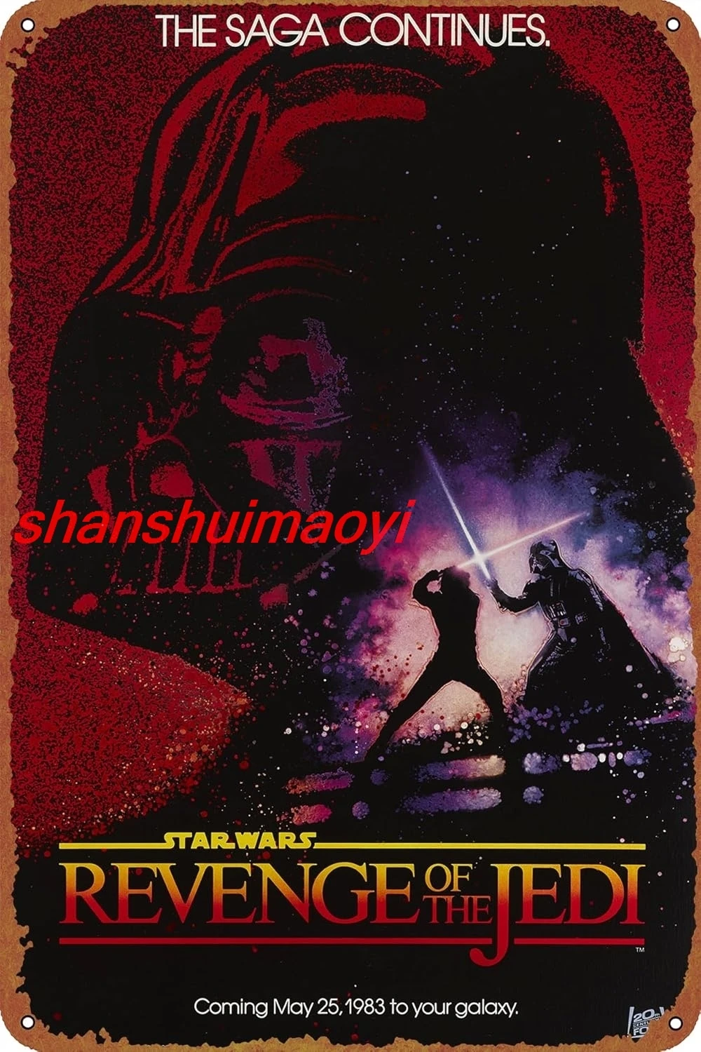 Affiche de film d'horreur de la vengeance du Jedi 1982, signe en métal rétro, signe en étain Vintage pour café, Bar, décoration murale de maison, signe sha 12X8 pouces