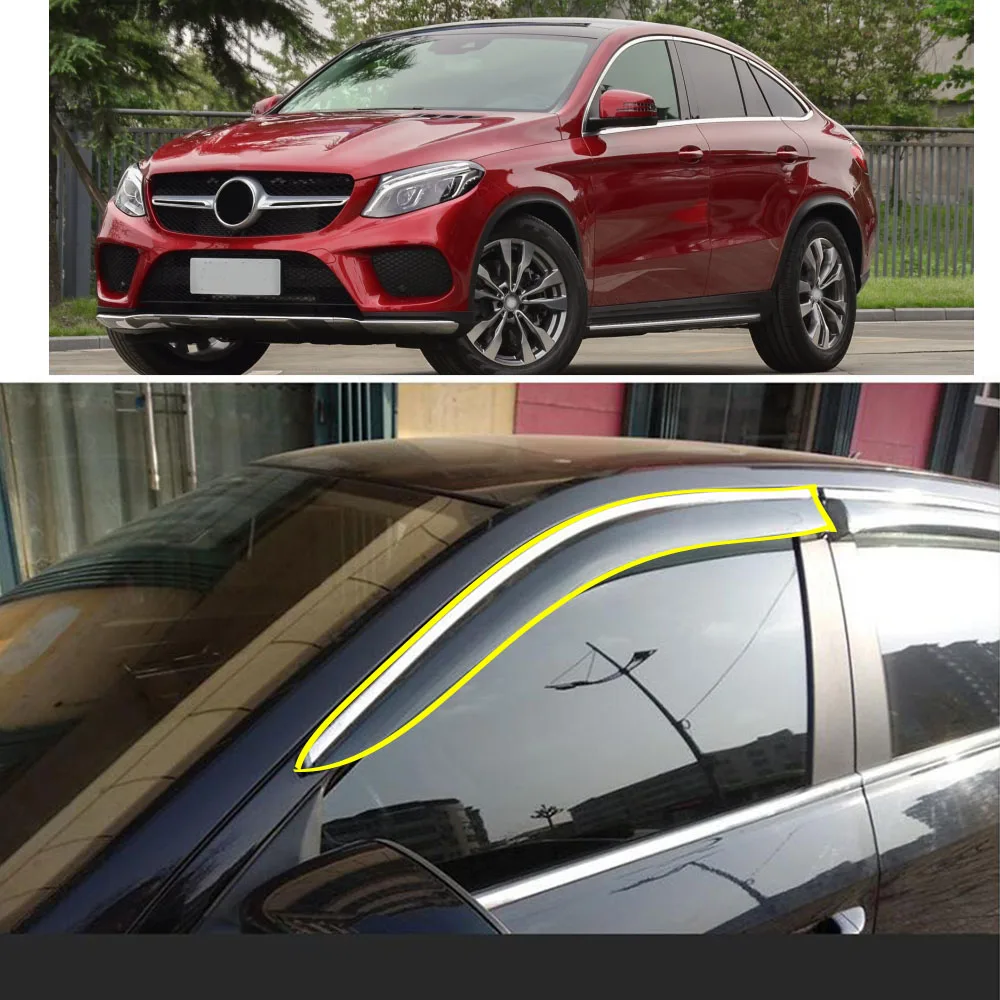 

Car Sticker Plastic Window Glass Wind Visor Rain/Sun Guard Vent Parts For Mercedes Benz GLE Coupe 2015 2016 2017 2018 2019 2020