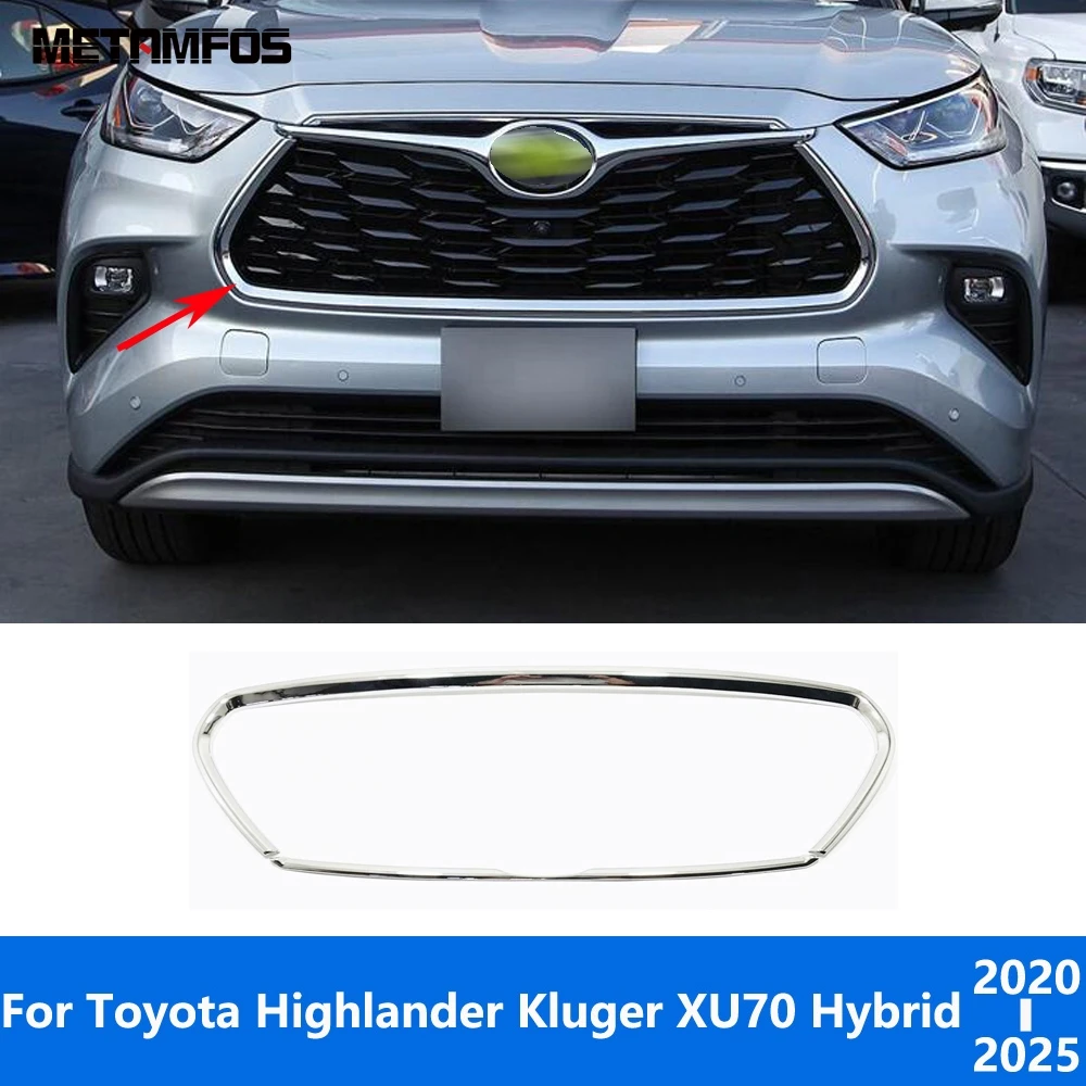 

Front Grille Trim For Toyota Highlander Kluger Hybrid 2020-2023 2024 2025 Chrome Front Racing Grill Trim Accessories Car Styling