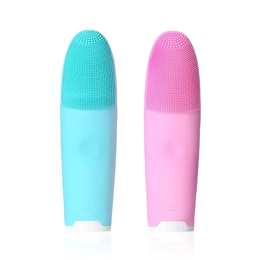 1pc Acoustic Vibration Bathroom Waterproof Wash Brush Cleaning Beauty Portable Electric Silicone Facial Cleaner