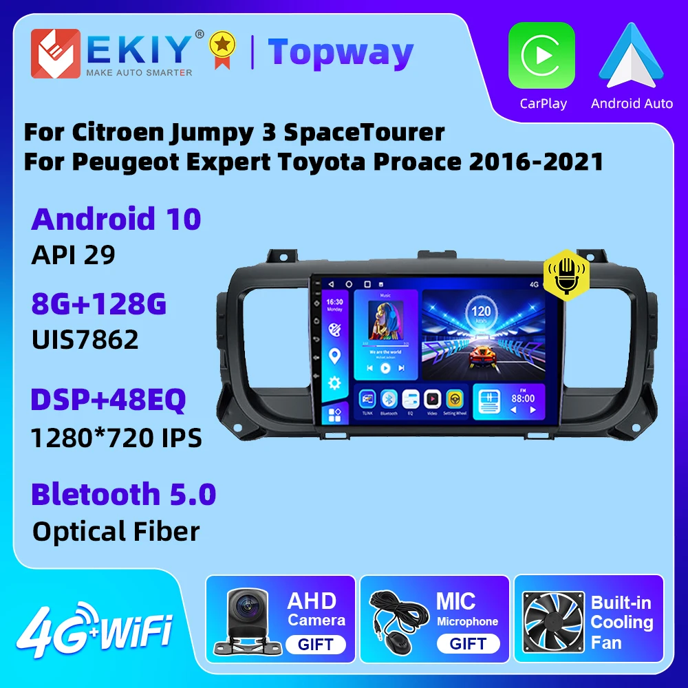 

EKIY Android Auto Car Radio Player CarPlay For Citroen Jumpy SpaceTourer For Peugeot Expert Traveler For Toyota Proace 2016-2021