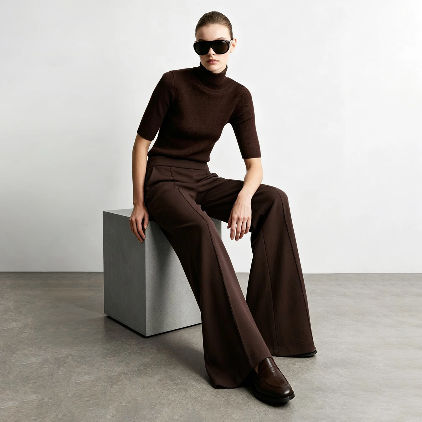 Women's Slimming Bootcut Pants Stretch Embroidered Long Trousers