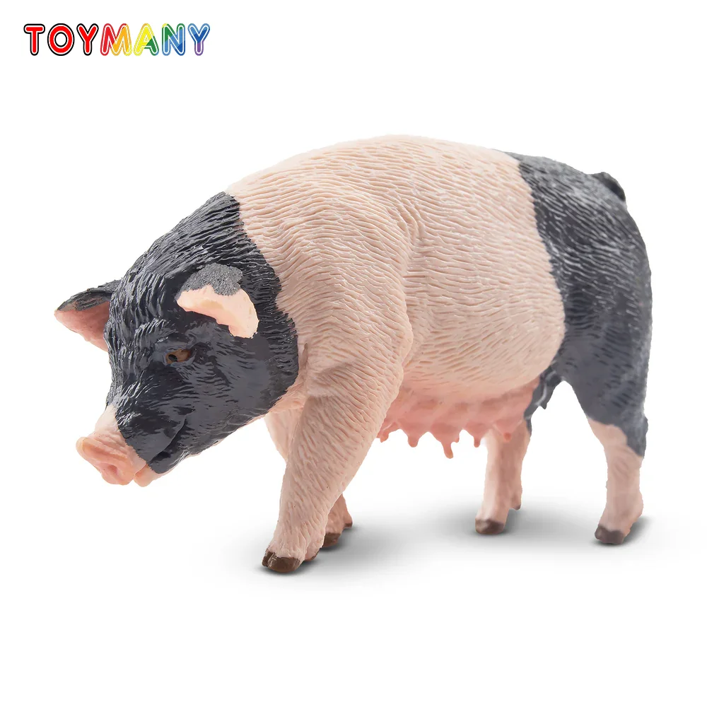 

Toymany Simulation Mommy Pietrain Pig Farm Animal Model Toy Mini Figures Dolls Action Figurines Toys Children Gift