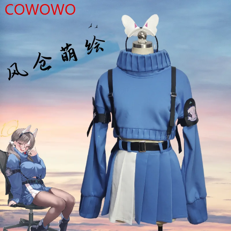 

COWOWO синий архив Kazekura Moe юбка женский косплей костюм Cos игры аниме вечерние униформа Хэллоуин играть ролевая одежда одежда