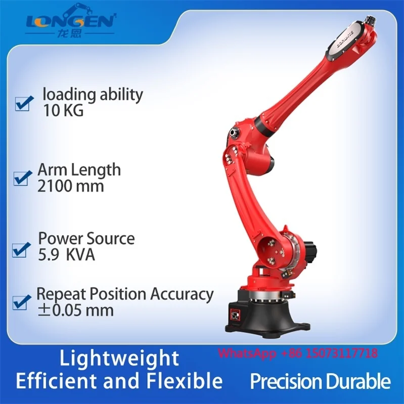روبوت صناعي وظيفي للحام والبليت والتعامل مع المواد - حمولة دفع 10 كجم، ارتفاع الذراع 2100 مم، معتمد من CE